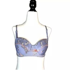 Agua Bendita Floral Bikini Top Bra Adjustable Women in Lavender